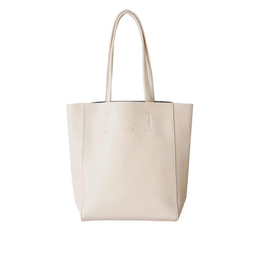 Hoopla cream leather portrait tote